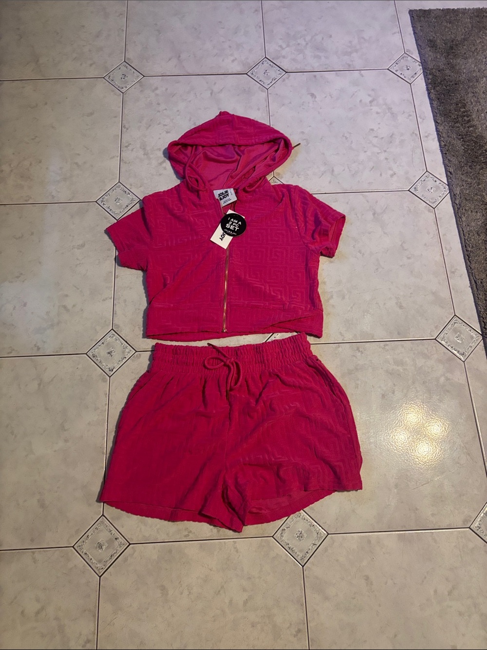 Women's Hot Pink Hooded Short Set — Unbranded